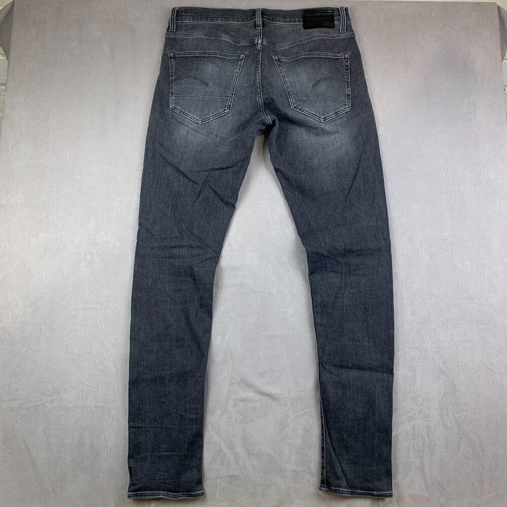 G Star Raw Mens Pants 34 Gray Denim Jeans 3301 Slim Button Fly Faded Tall 34x36 - Picture 12 of 14